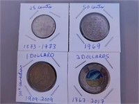 Lot 4 pièces monnaie Canada dont 50c 1969