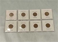 (8) Wheat Pennies Assorted Dates