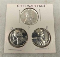 (3) 1943 D P S Steel War Pennies