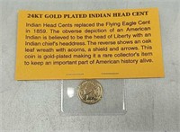 1887 24KT Gold Plated Indian Head Cent
