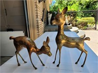 Brass deer 15¼" & 8¾"