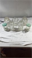 7 miscellaneous glass jars
