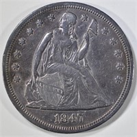 1847 SEATED LIBERTY DOLLAR  AU