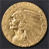 1910-S GOLD $5 INDIAN  NICE BU