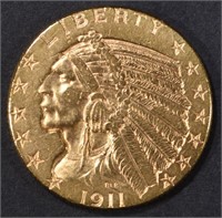 1911-D GOLD $5 INDIAN  CH BU
