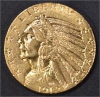 1912 GOLD $5 INDIAN  CH/GEM BU