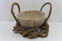 Unique Vine Wrapped Clay Bowl