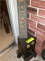 VINTAGE WALL TYPE TELEPHONE, 8"X6"X14" TALL