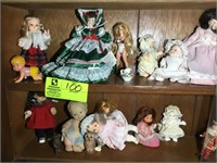 MISCELLANEOUS GROUP DOLLS ON SHELF 2 AND 3