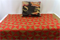 Vtg. Quilting Fabric and Turkish Pillow