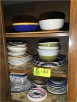 3 SHELVES LEFT OF SINK MISCELLANEOUS DISHES