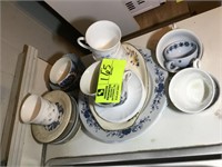 MISCELLANEOUS GROUP TO RIGHT OF SINK, CUPS, SAUCER