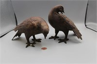 2 Vintage Metal Pigeon Sculptures