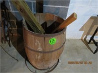 Wooden barrel & contents