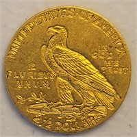 1911 $2 1/2 Indian Head Quarter Eagle Gold Coin