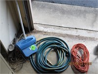 Dust pan- hose- ext cord- wire lot