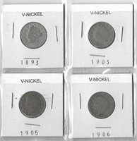 LOT OF 4  V-NICKELS