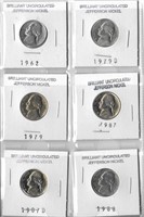 6 UNCIRCULATED JEFFERSON NICKELS