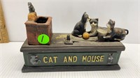 CAST IRON PENNY BANK (WORKING)-CAT & MOUSE