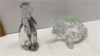2PC. GLASS CRYSTAL 6" CAT & 7" TURTLE