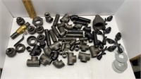 BIN FULL OF 3/4" CAST IRON PIPE PIECES-MAKE LAMPS