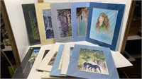 13-8X11 PRINTS MATTED BY 85YR OLD ARTIST CLAIRE