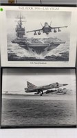 2-25X19 U.S.AIR FORCE & NAVY PHOTO & SKETCH FRAMED