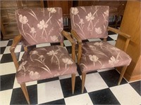 2 VINTAGE FLORAL WOODEN CHAIRS