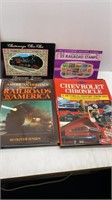 LARGE CHEVY & RAILROAD BOOKS-R.R. STAMPS & BROCHUE