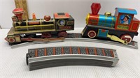 2 WORKING TIN TRAINS W/ SOME TRACK FROM JAPAN BATT