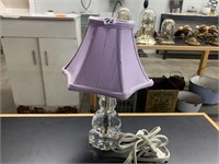 SMALL DESK LAMP-CRYSTAL BASE/ PURPLE SHADE