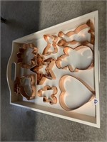 COPPER COOKIE CUTTERS AND TRAY