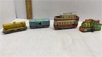 4PC. TIN TRAINS FRICTION & KEYWIND FROM JAPAN