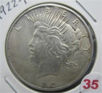 1922 Peace Silver Dollar.