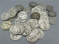 (50) Assorted Mercury Silver Dimes.