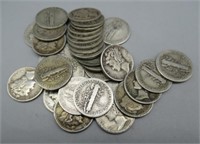 (33) Assorted Mercury Silver Dimes.