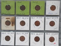 (12) Lincoln Cents. Dates Include: (3) 1960-D