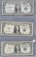 (3) $1 Silver Certificates. Dates Include: 1935