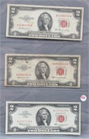 (3) $2 Red Seal Notes. Dates Include: 1953,
