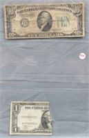 1934-A $10 Note and Half of $1 Silver