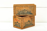 2 Vintage Libby's Wood Crates -Roast & Corned Beef