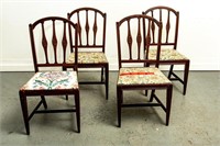 4 Curved Back Wooden Chairs
