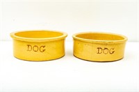 2 Stoneware Dog Bowls by RRP Roseville OH