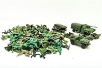 Large Assortment of Older Army Men & Vehicles