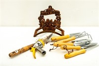 Cast Iron Hose Holder & Garden Hand Tools