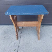 AMH2075- Small Wooden Stand or Bench Blue Top