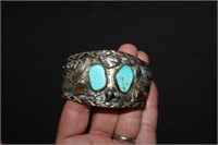 Big Chunky Native American  Silver Bracelet