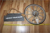 Wagon Wheel Clock and Slate Sign