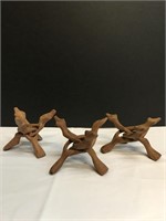 (3) Intricately Carved Wooden Stands