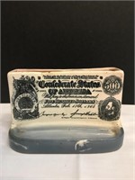 Vintage Ceramic Pottery Confederate Note Planter